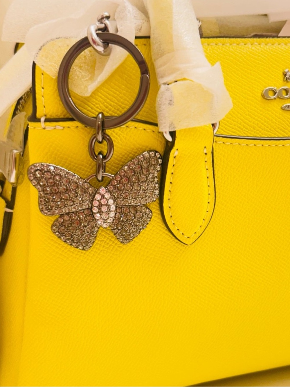 EXTREMELY RARE Vintage Coach Y2K Crystal Butterfly Keychain/ Bag Charm - Picture 10 of 13